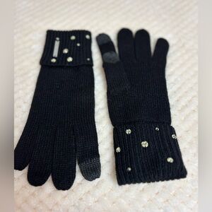 Michael Kors Black Knit Gem Gloves, Ladies